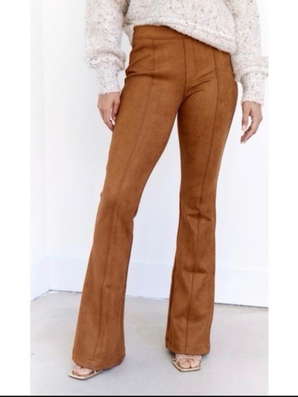 SPANX Suede-Look Flare Pants in Cognac Size 1X